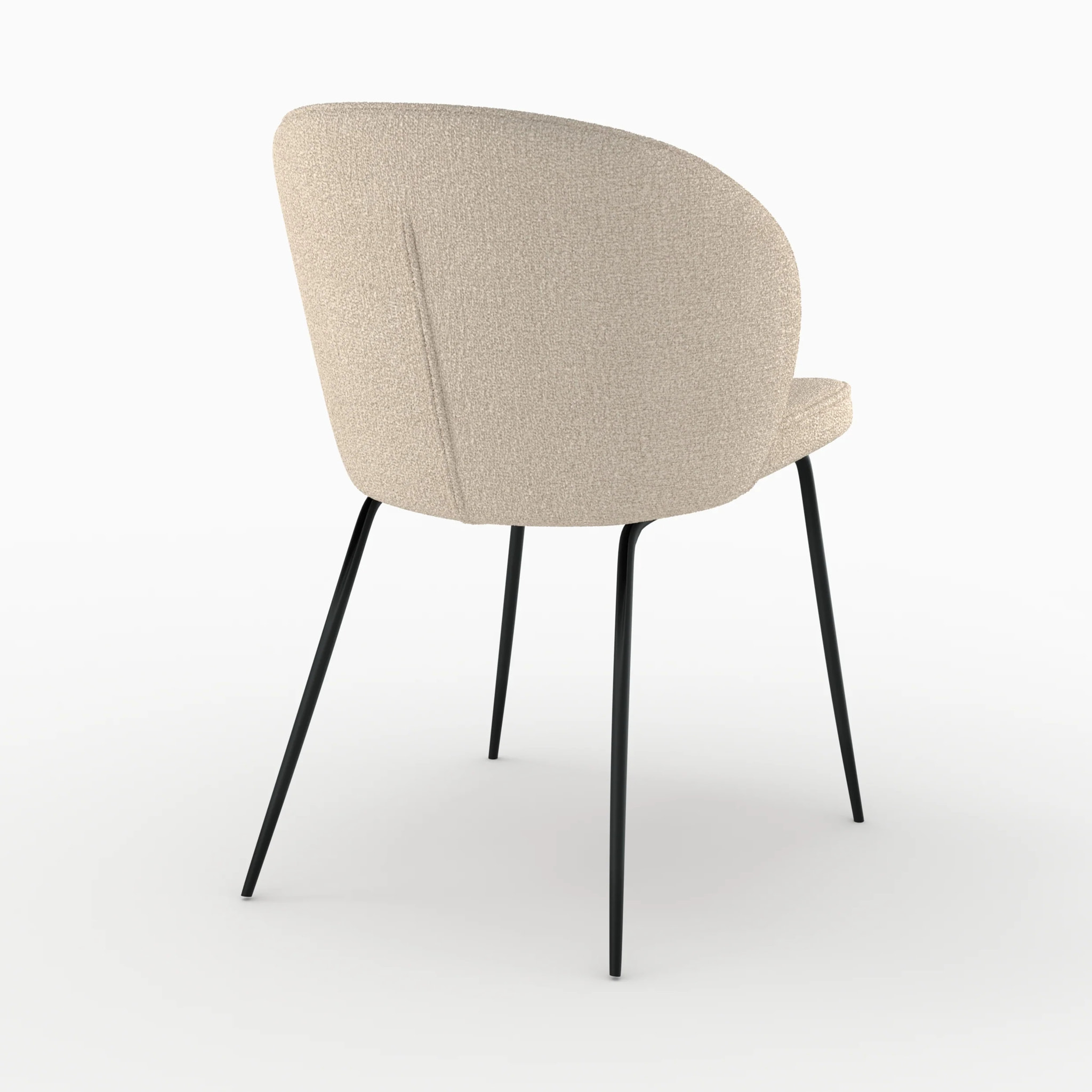 Chaise en tissu bouclé beige et pieds en métal - Groom