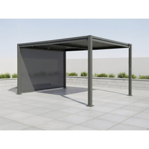 Pergola bioclimatique avec store en acier galvanisé "Howard" - 3 x 4 m - Gris