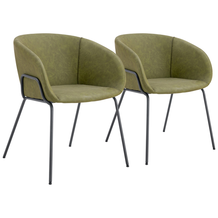 Lot de 2 chaises en simili vert ANDRÉ