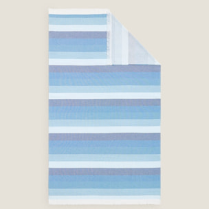 Toalla doble faz tejido y rizo rayas Biriri color azul
