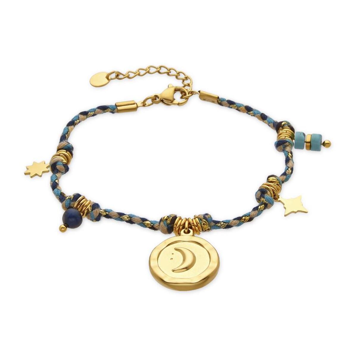 Pulsera con Cristal Azul Oscuro acabado oro 18k