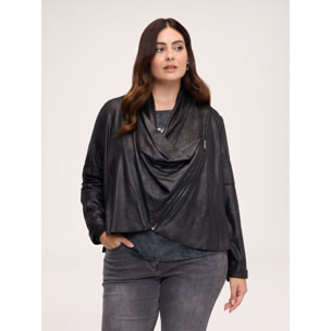 Fiorella Rubino - Giacca soft touch con collo a scialle - Nero