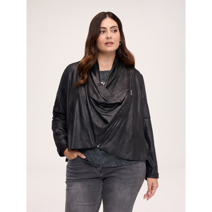 Fiorella Rubino - Giacca soft touch con collo a scialle - Nero