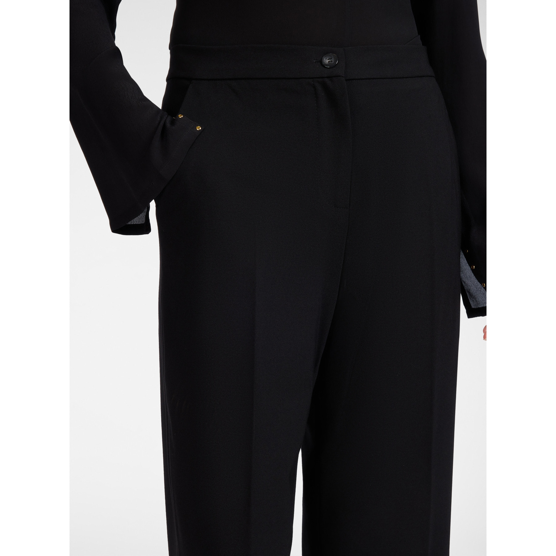 Elena Mirò - Pantalones chinos en punto Milano mezcla viscosa - Negro