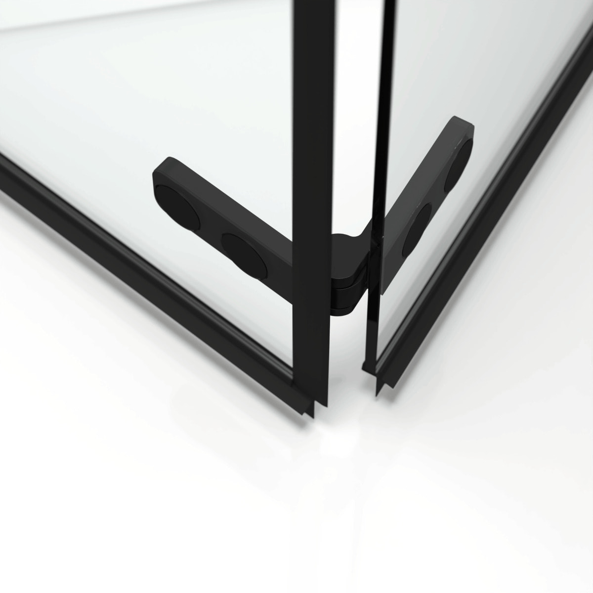 SAT SK  Porte de douche acces en angle pliantes 90x90cm  anticalcaire avec profilés noir mat (SATSK9090C)