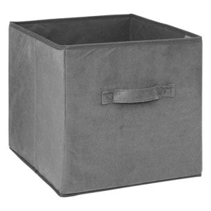 Caja de almacenamiento de 31 x 31 cm, terciopelo gris oscuro