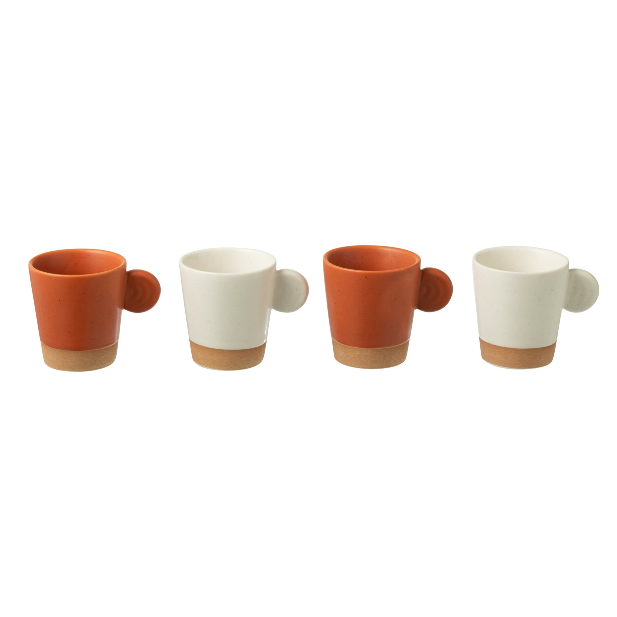 J-Line tasse Anse - céramique - orange/blanc - boîte de 4