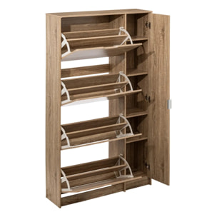 Meuble range-chaussures x24 miroir effet chêne naturel