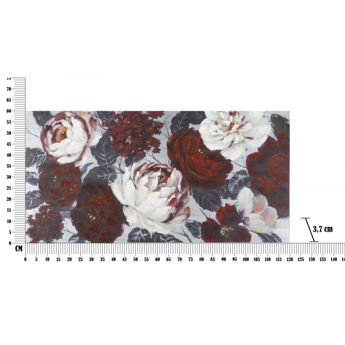 DIPINTO SU TELA WHITE/RED FLOWER DARKBACK CM 
120X3,7X60