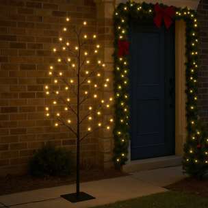 árbol con 240 luces led blanco cálido de 120cm de altura en color marrón