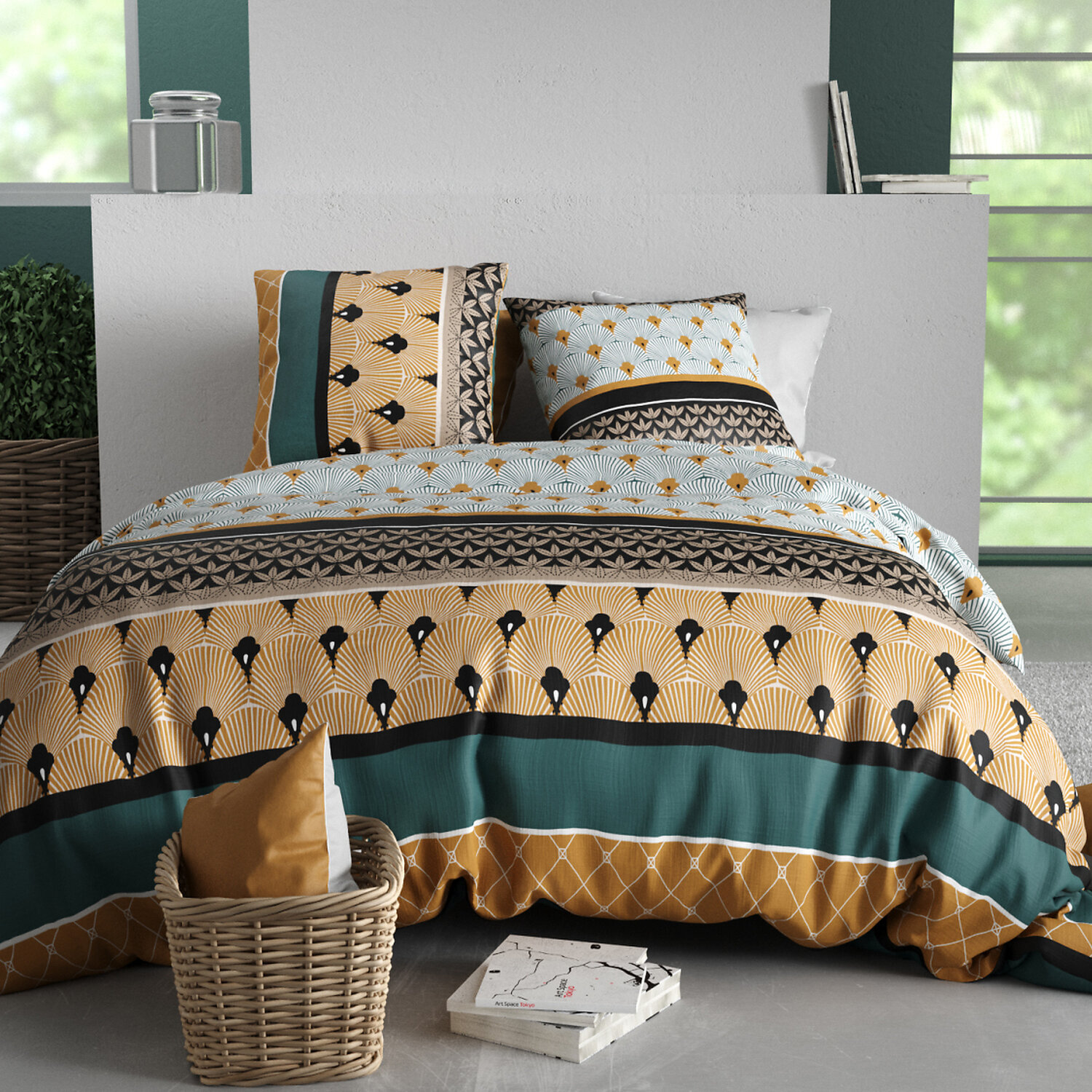 Parure housse de couette imprimé 100% coton - palum