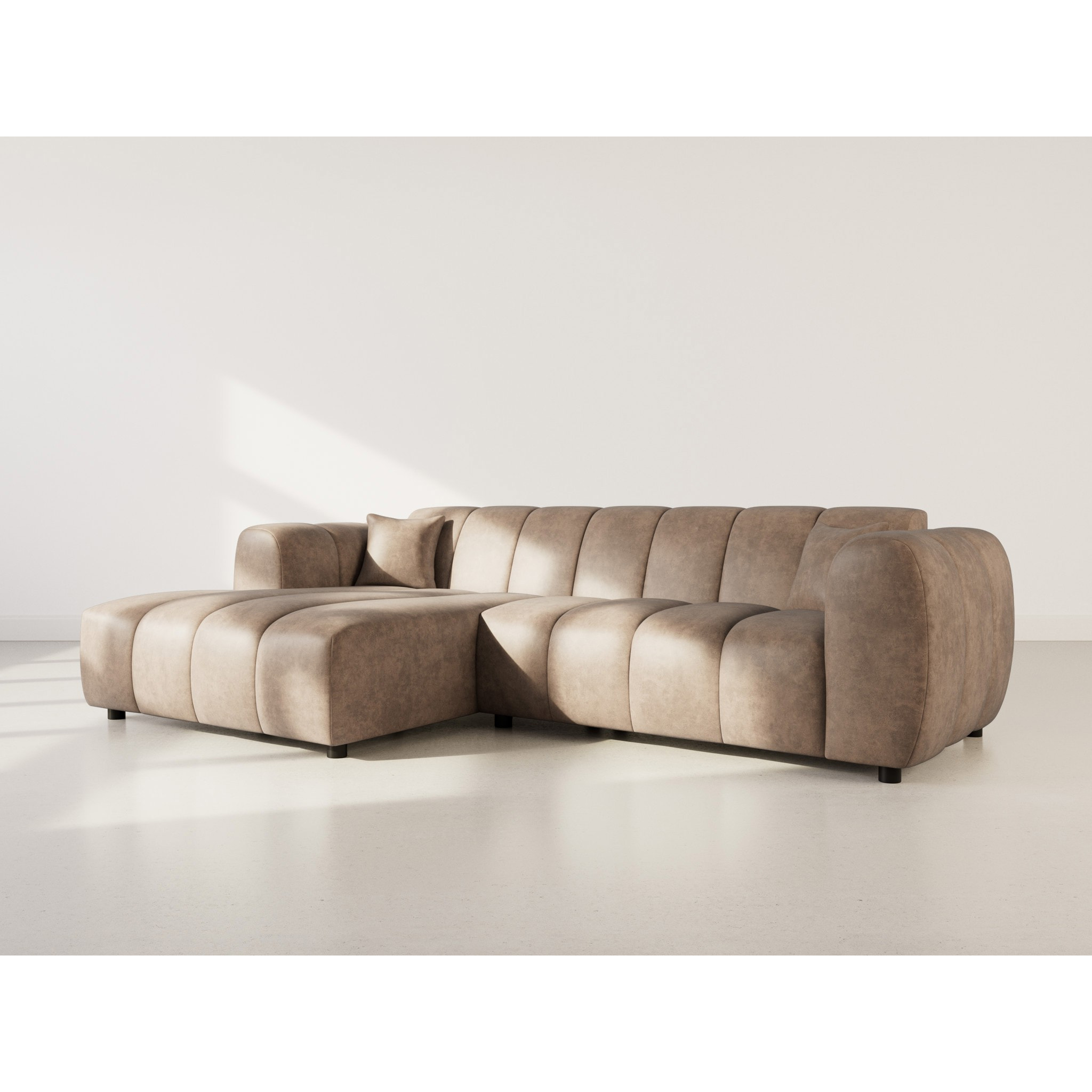 Curtis - canapé d'angle gauche 4 places en simili - Taupe