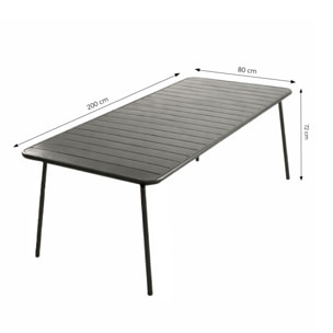 EVORA Ensemble table de jardin 200 cm et 8 chaises