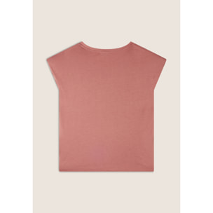 T-shirt cropped senza maniche in jersey viscosa con grafica