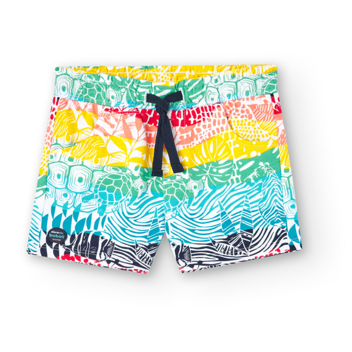 Bermudas para niÃ±o estampadas en azul marino, Camiseta, niÃ±o