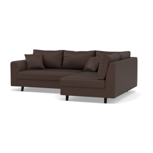 Rune - canapé d'angle droit 4 places en simili - Marron