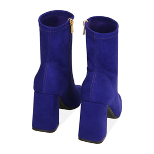 Ankle boots viola in microfibra, tacco 8,5 cm