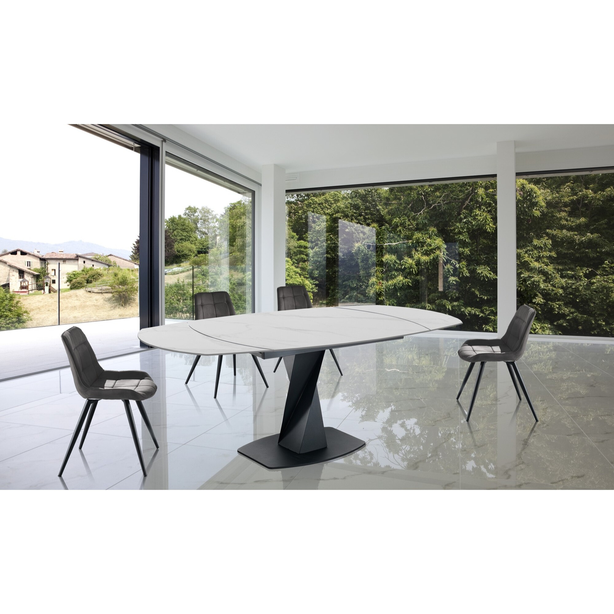 Tomasucci Table extensible TWISTED MARBLE Blanc