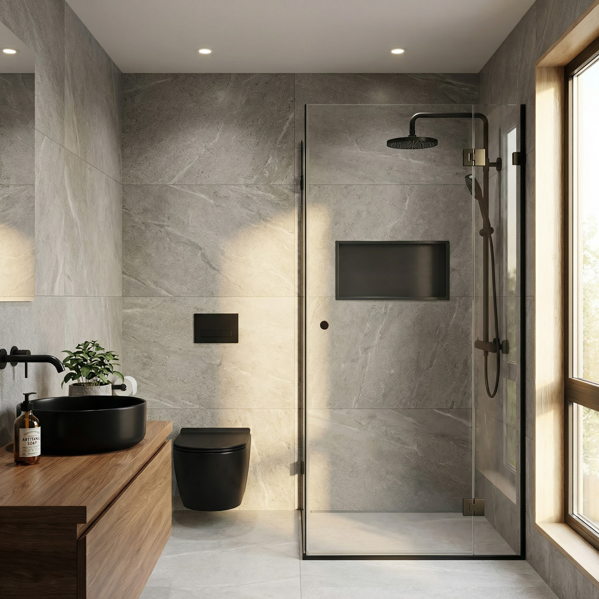 Aurum Niche de Douche à encastrer, Acier Inoxydable 304, 60x30x10cm, Gun Métal brossé PVD (SATAURN6030BGM)