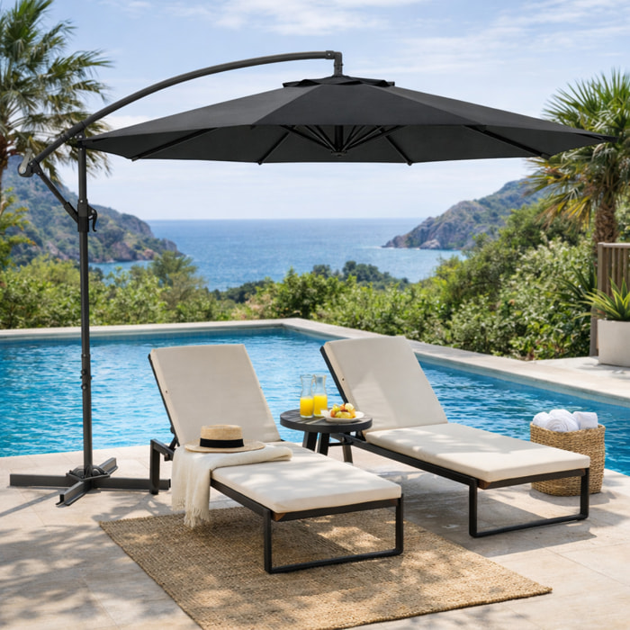 Parasol déporté octogonal Ø3 m – Rabattable – Pied en croix