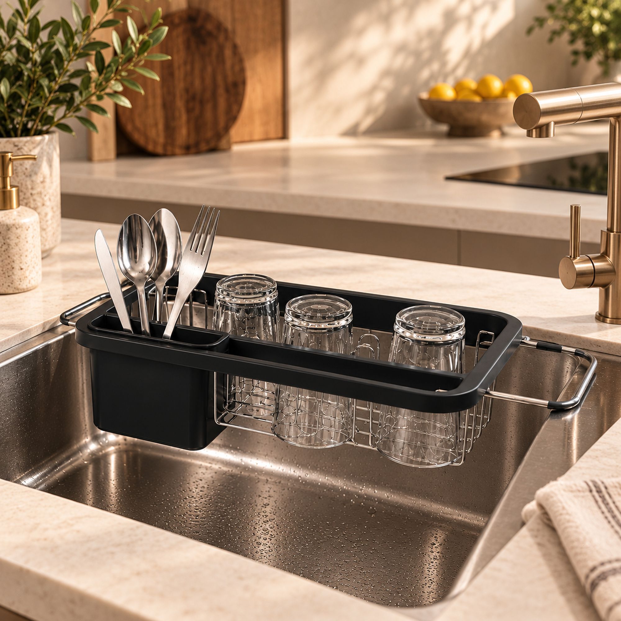 Egouttoir extensible 34.5-48cm en polypropylène et inox