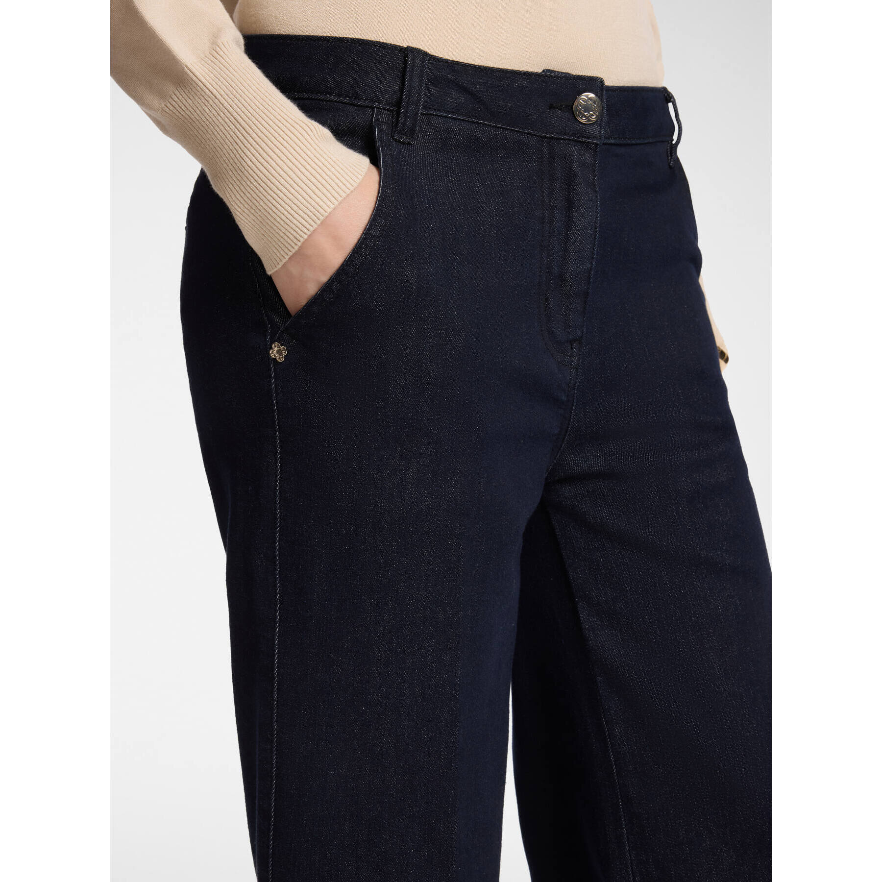 Elena Mirò - Jeans cropped wide leg in denim - Blu