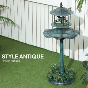 Bain d'oiseaux abreuvoir pour oiseaux jardinière 3 en 1 dim. Ø 50 x 113H cm polypropylène vert antique