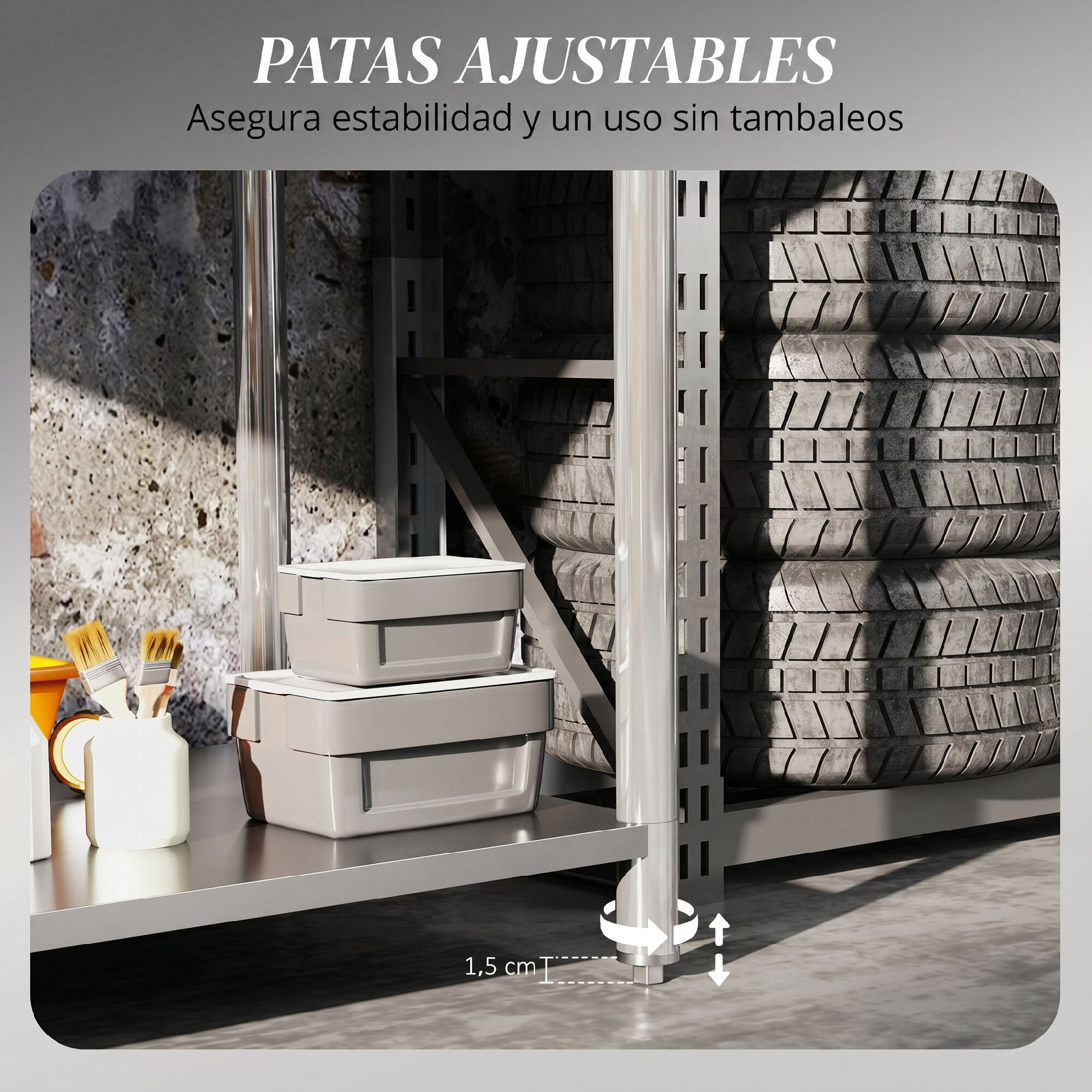 HOMCOM Mesa de Trabajo de Acero Inoxidable con 2 Estantes, Banco de Trabajo Taller Resistente para Cocina, Garaje, Carga 100 kg, 90x60x86 cm, Plata