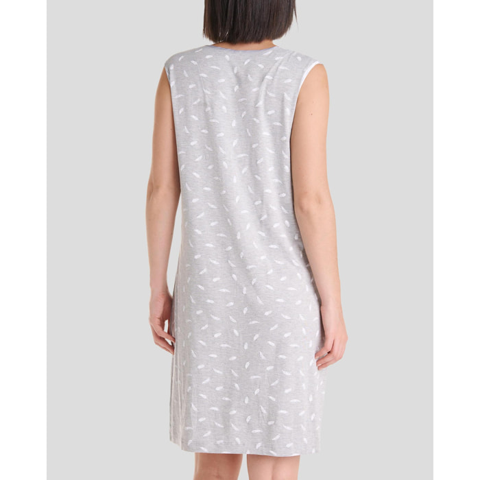 Camisón corto mujer plumas sin mangas fresco