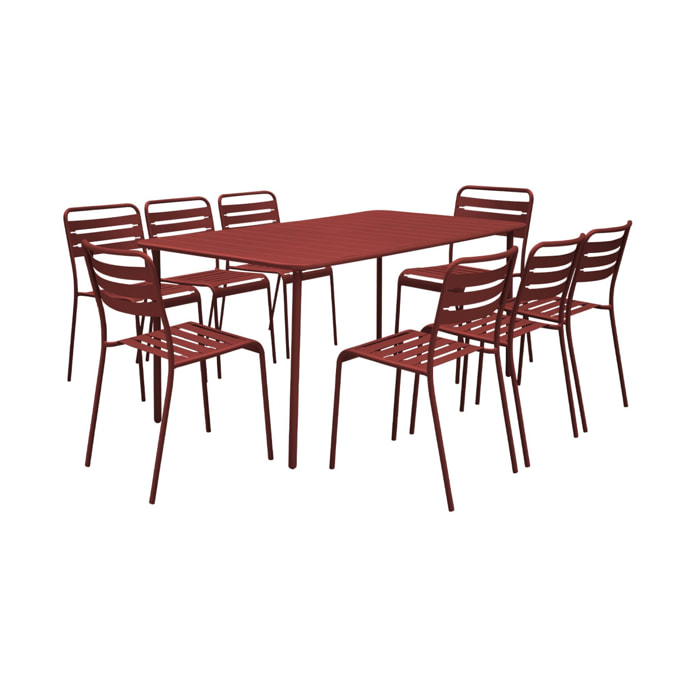 Table de jardin métal + 8 assises AMÉLIA