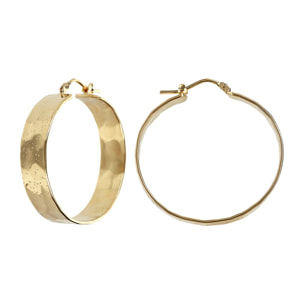 Orecchini a Cerchio Martellati placcati Oro Giallo 18Kt Diametro 4cm