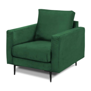 Fauteuil Caruso Velours Vert - 1 Place