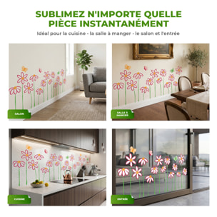 Stickers Muraux décoration adhésifs fleurs en dessin
