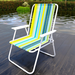 Sedia Pieghevole Da Spiaggia Campeggio Camping Leggera E Resistente In Metallo In Tessuto Oxford 600D Con Braccioli Seggiola Verde Azzurro Giallo