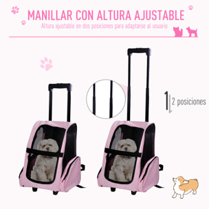 Transportin Carrito para Mascotas de Oxford 36x30x49cm Rosa