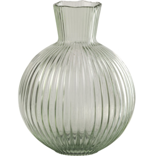 J-Line Vase Balle Cotelié - verre - gris vert - small