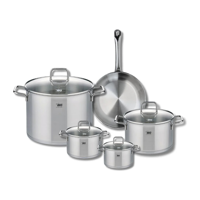 Ensemble de 1 Poêle de cuisson 24 cm et 4 faitouts 12, 14, 20 et 26 cm Elo Profi Citrin