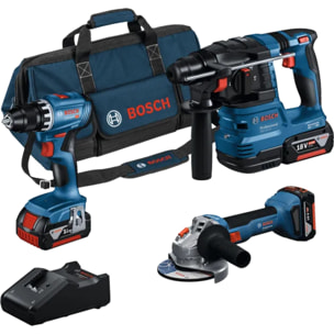 Combo Kit 3 outils 18 V GSR + GWS + GBH + 3 x 4,0 Ah + GAL 18V-40 Professional - BOSCH - 0615A5007L