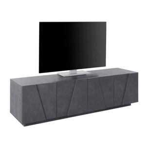 Mobile da soggiorno Porta TV, Made in Italy, Supporto per TV da salotto a 4 ante con dettaglio, cm 162x44h46, colore Grigio Ardesia