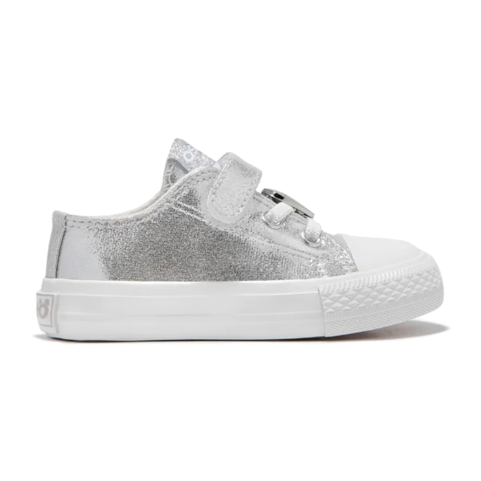 Sneakers in tela argentata per bambini