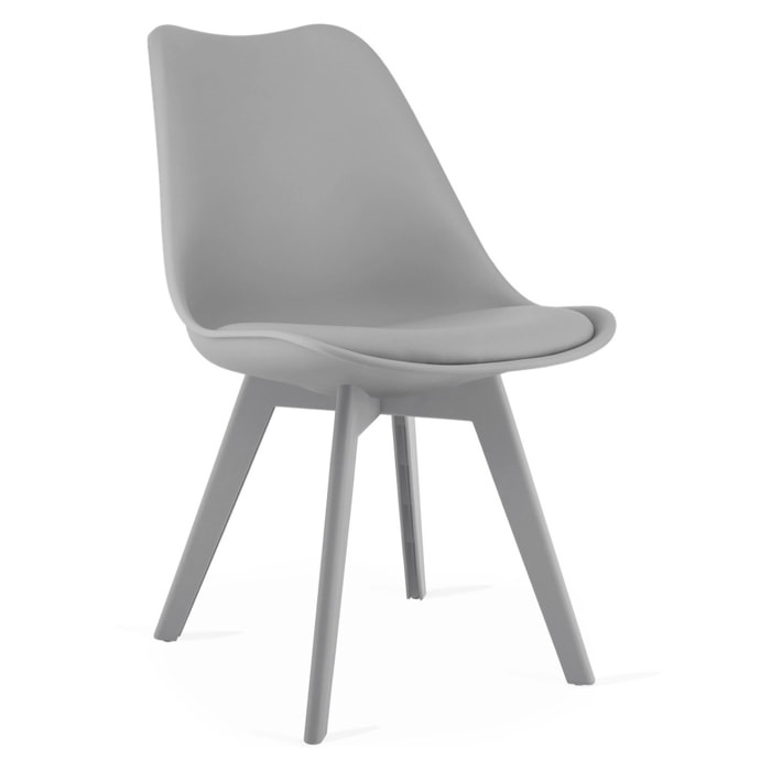 Set di 2 sedie Mark in polipropilene grigio con cuscino