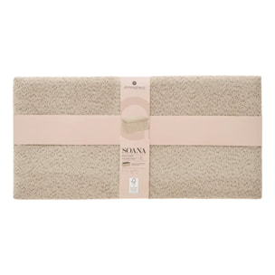 Pouf Pliable Coffre Soana en Bouclette Beige foncé 76x38cm