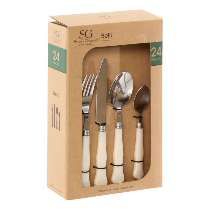 Ménagère Bellissima 24 pièce(s) ivoire L1,9xp1,8xH21cm
