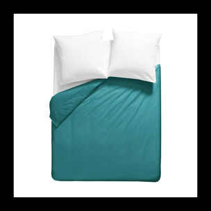 Housse de couette percale de coton uni vert La percale francaise emeraude