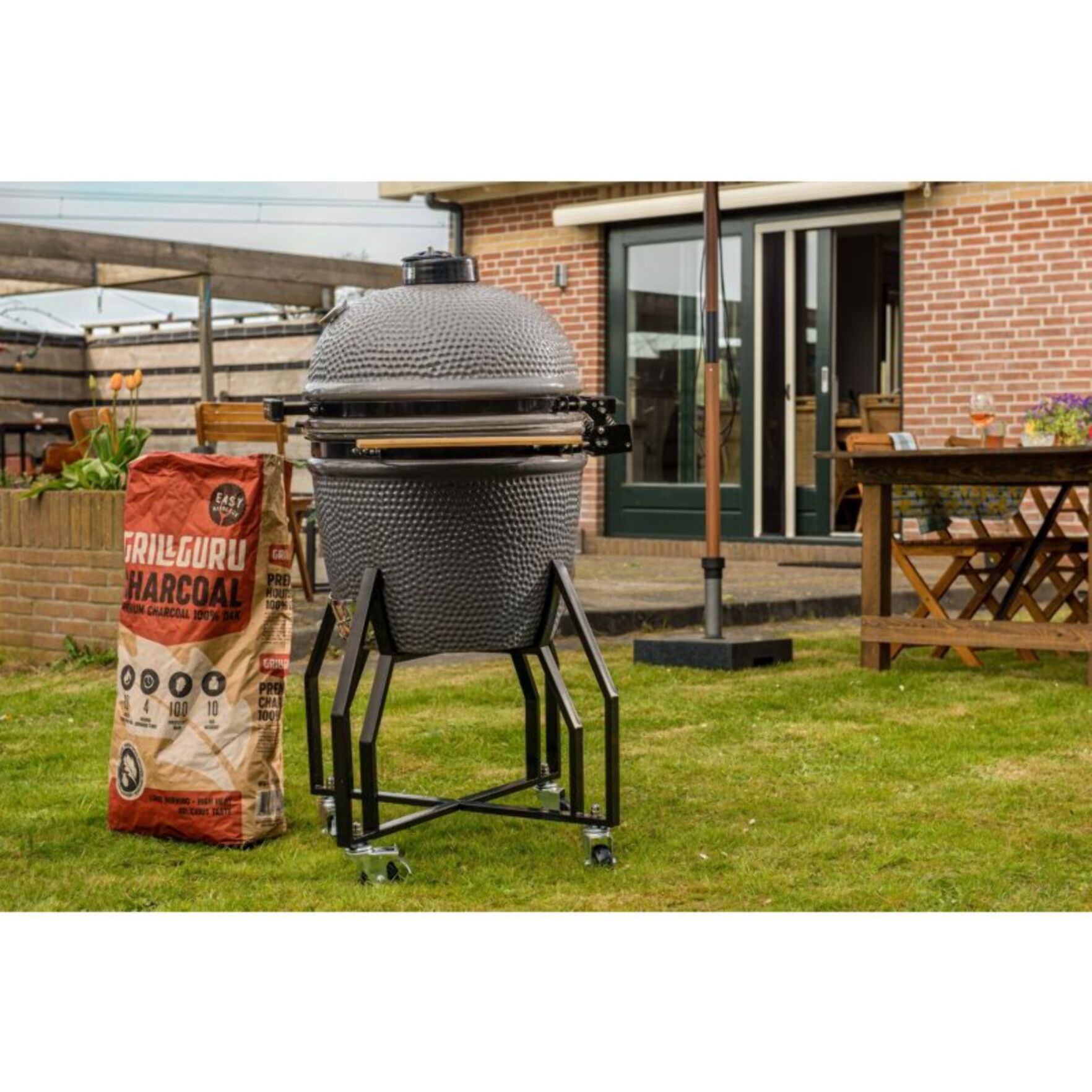 Kamado GRILL GURU GGO221 Original Large Basic gris sur chariot 47 cm