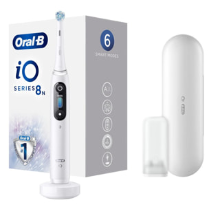 Oral-B iO 8n Etui de Voyage + Porte Brossettes - Blanche - Brosse à dents électrique