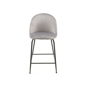 Lot de 2 chaises de bar en velours avec piètement en métal noir - 6 coloris - CLEA