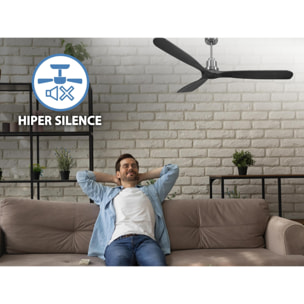 Ventilateur de plafond Réversible  Thermostat Wifi Moteur à courant continu Toits en pente Télécommande Hypersilence Mémoire FullWood Shopify Vendible (AUTOMATIQUE)
