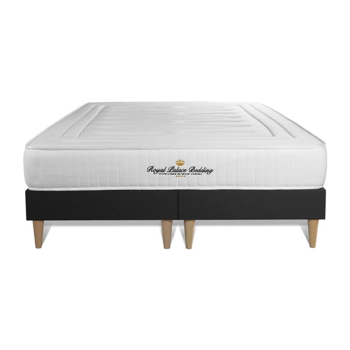 Ensemble - Matelas Ressorts ensachés et mémoire de forme 22cm d'épaisseur - 3 zones de confort - Confort ferme - Sommier tapissier monobloc - 2 places