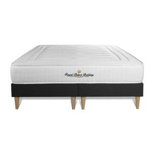Ensemble - Matelas Ressorts ensachés et mémoire de forme 22cm d'épaisseur - 3 zones de confort - Confort ferme - Sommier tapissier monobloc - 2 places